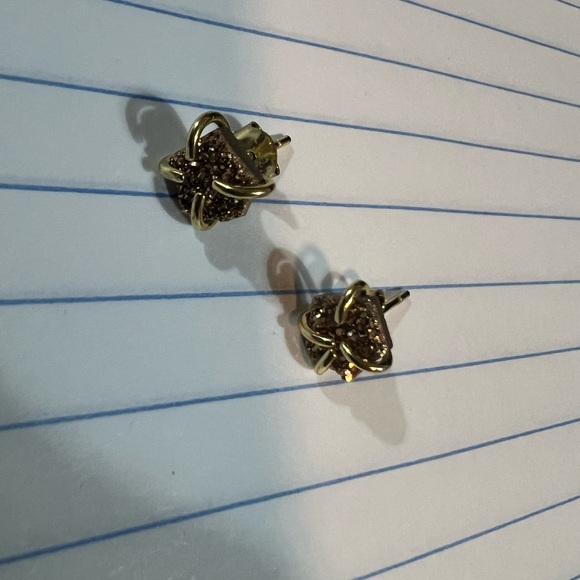 Bronze Rhinestone with gold prong stud earrings - Picture 5 of 11